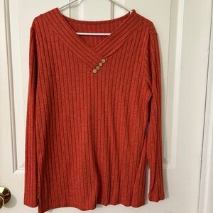 Vibrant Orange Ribbed Top